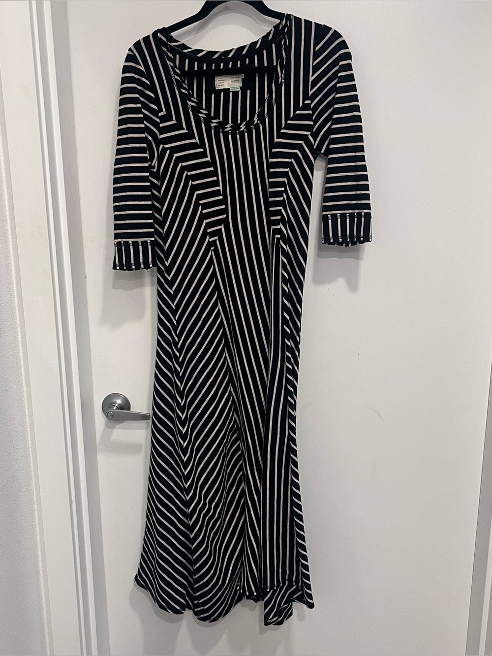 Anthropologie Saturday Sunday Striped Maxi Dress Black & White Large Abstract